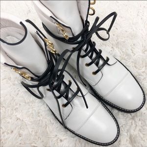 Stuart Weitzman Lexy White Combat Boots